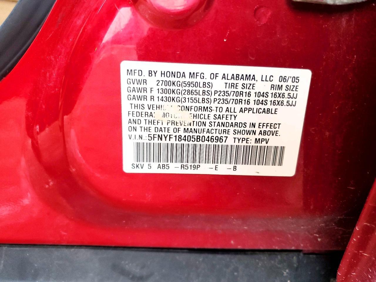 2005 Honda Pilot ex