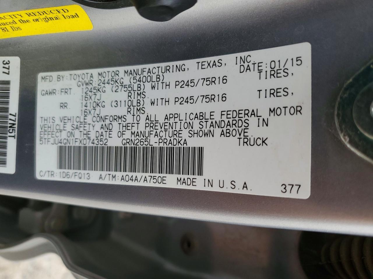 2015 Toyota Tacoma Prerunner V6