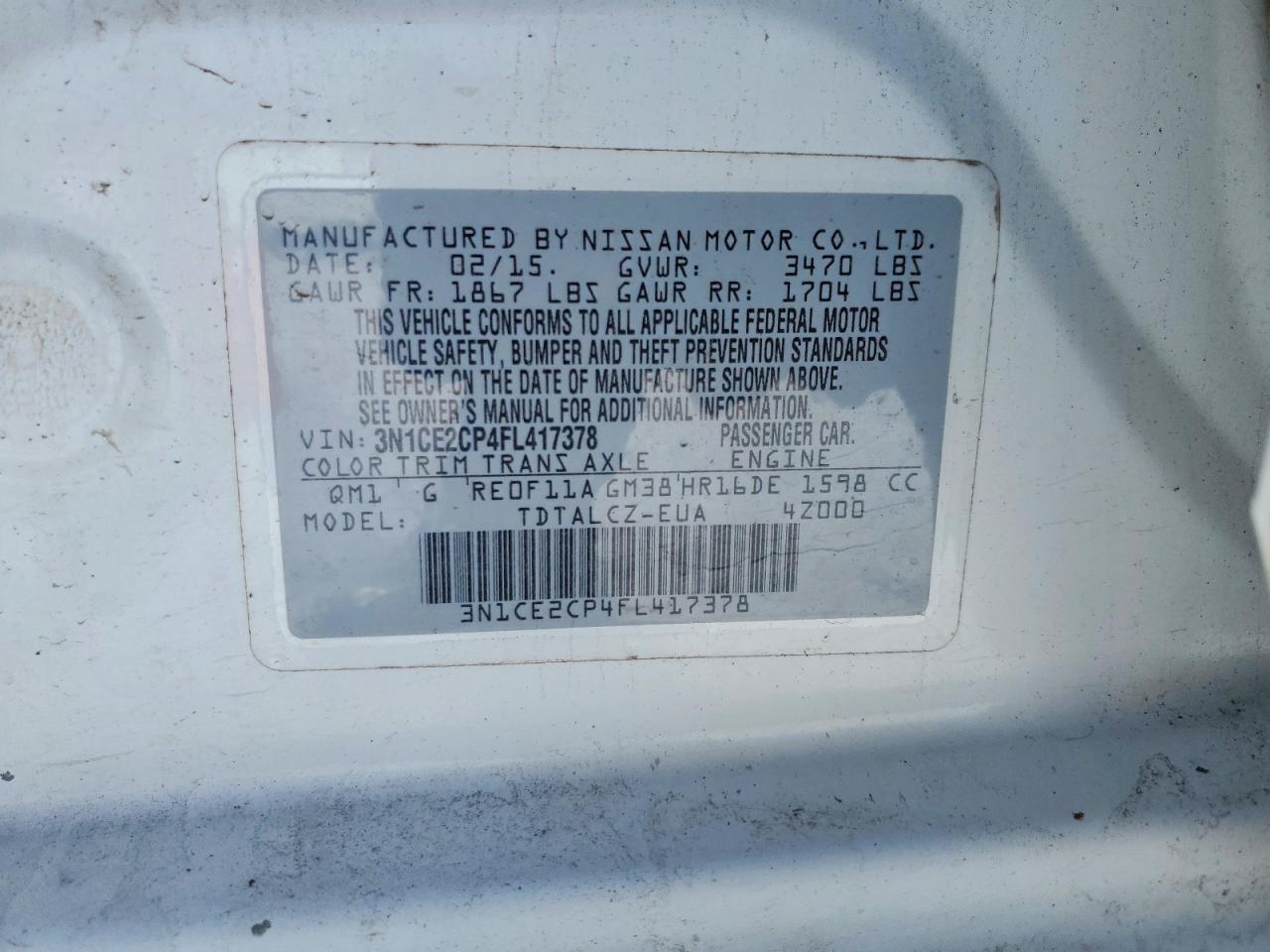 2015 Nissan Versa Note s