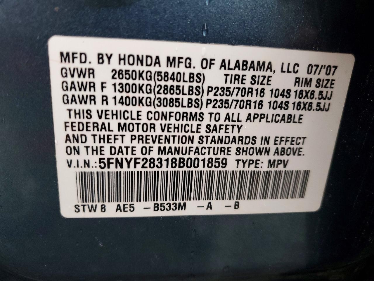2008 Honda Pilot se