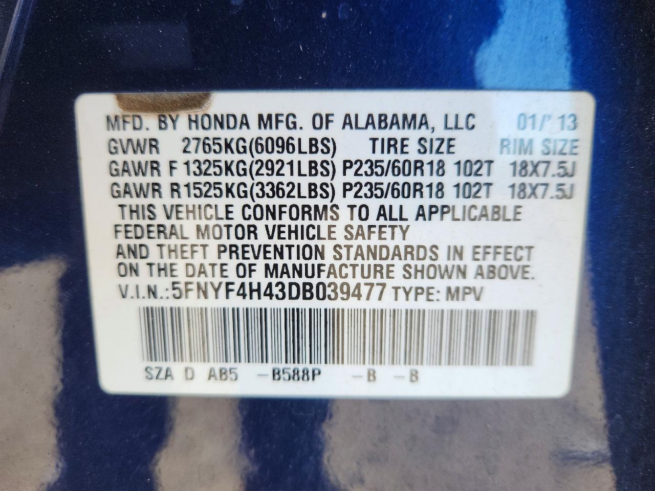 2013 Honda Pilot ex