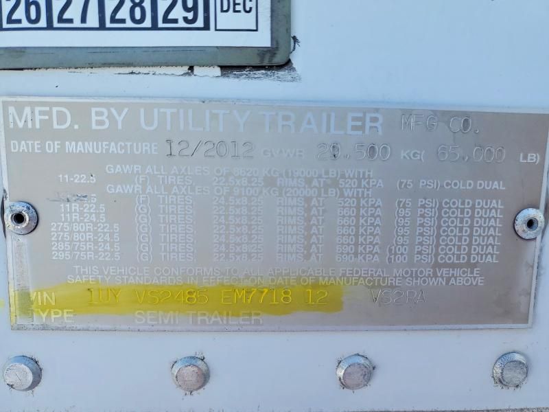 2014 Utility VS2RA Refrigerated Van Trailer