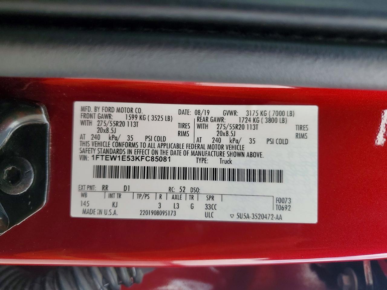 2019 Ford F150 Supercrew