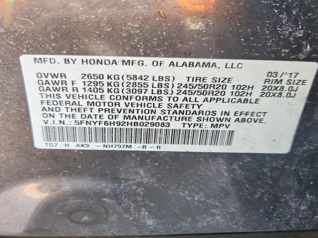 2017 Honda Pilot Touring