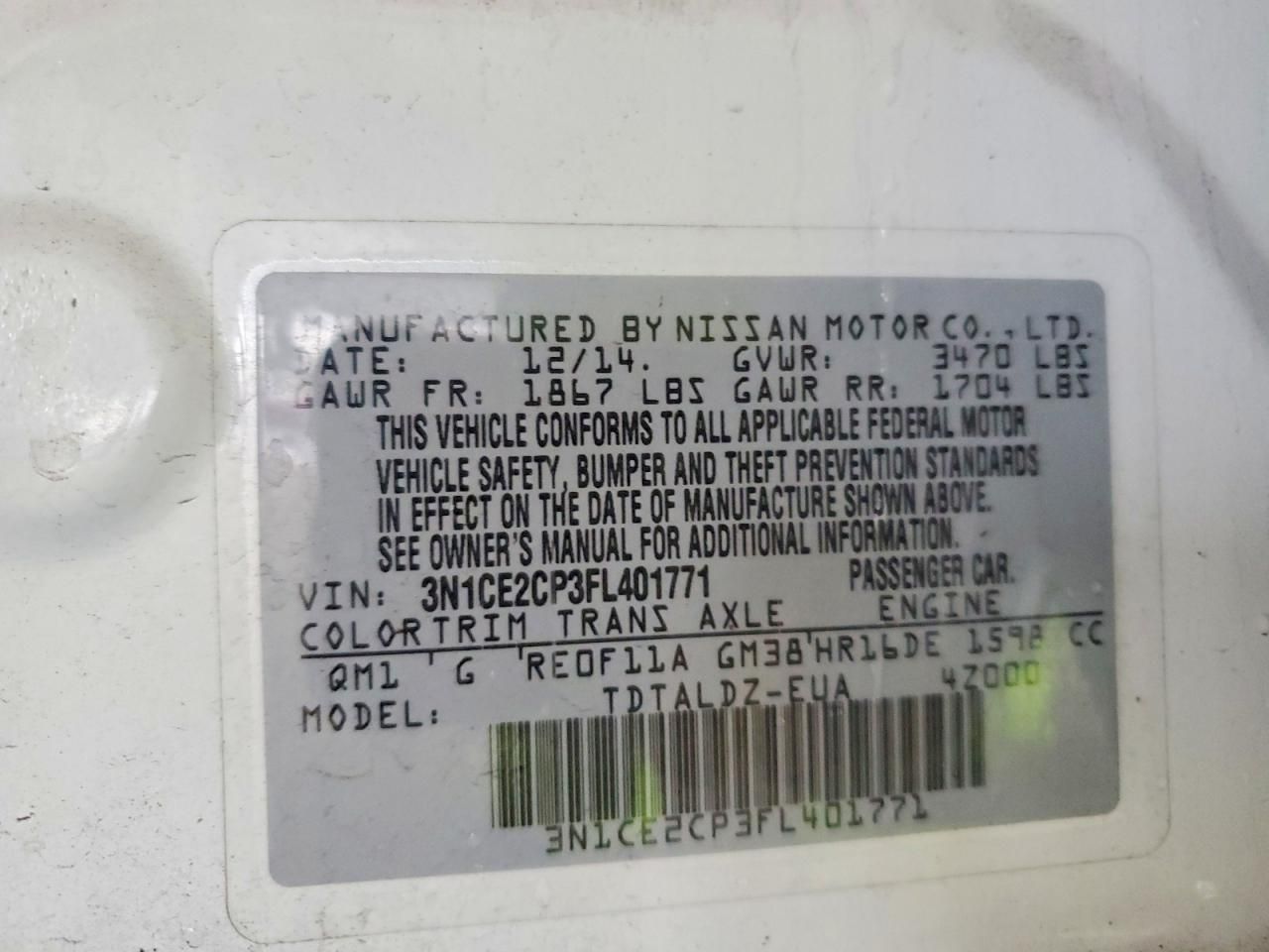 2015 Nissan Versa Note s