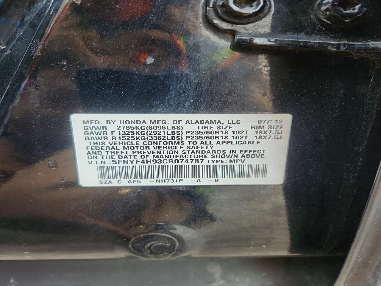 2012 Honda Pilot Touring