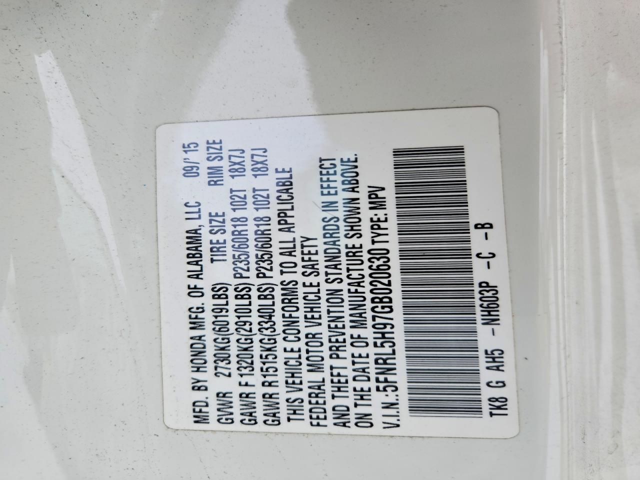 2016 Honda Odyssey Touring