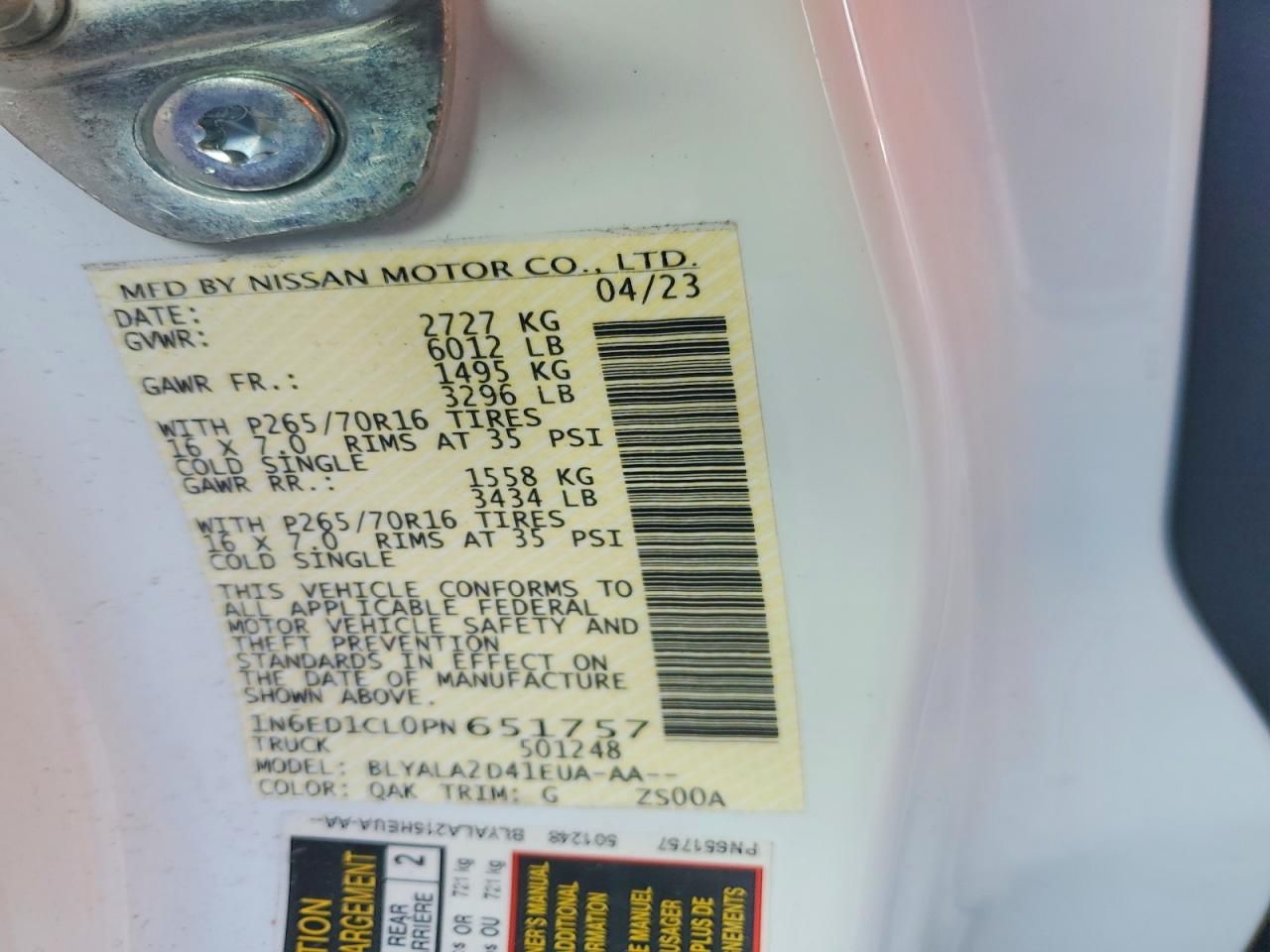 2023 Nissan Frontier s