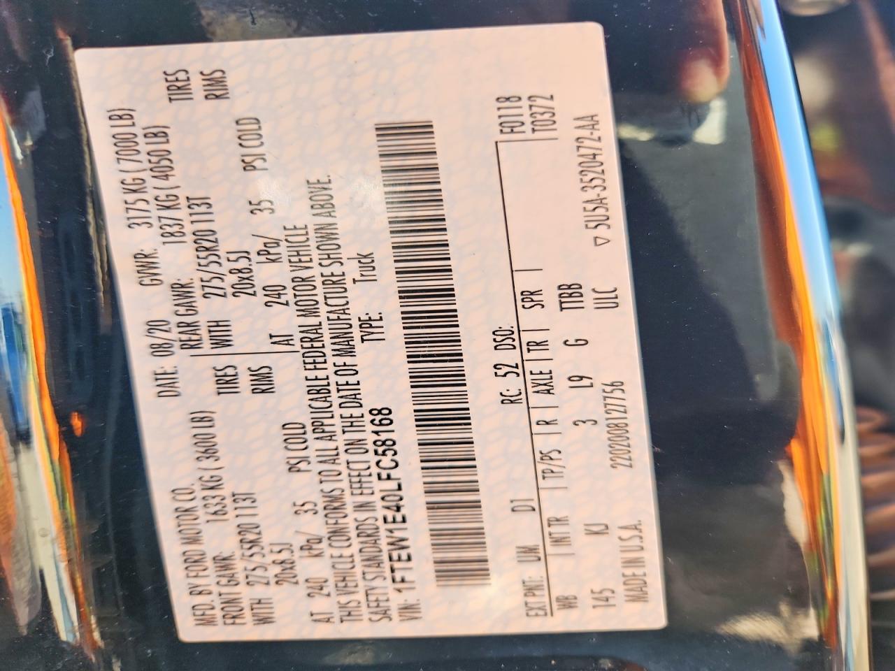 2020 Ford F150 Supercrew