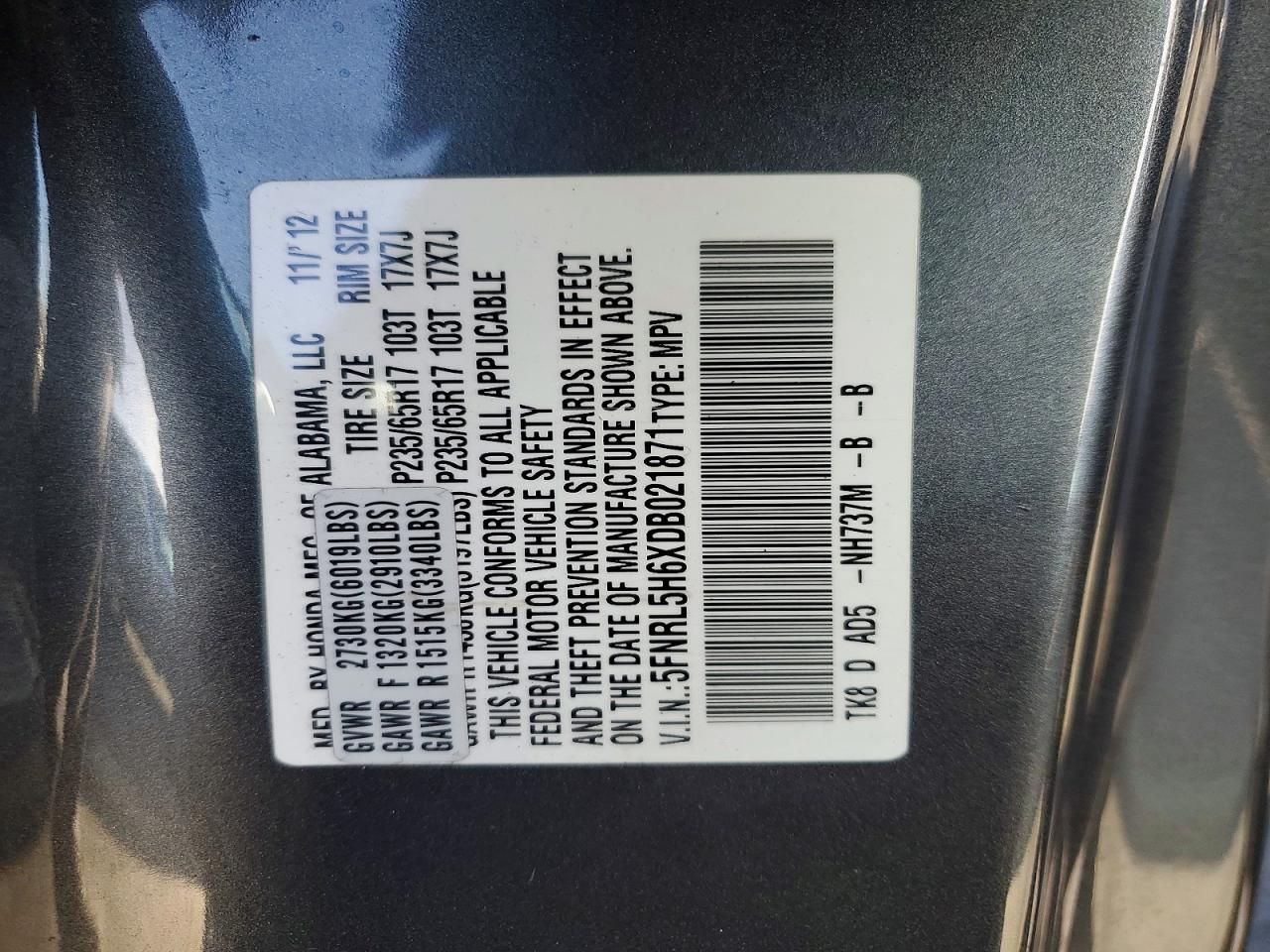 2013 Honda Odyssey exl