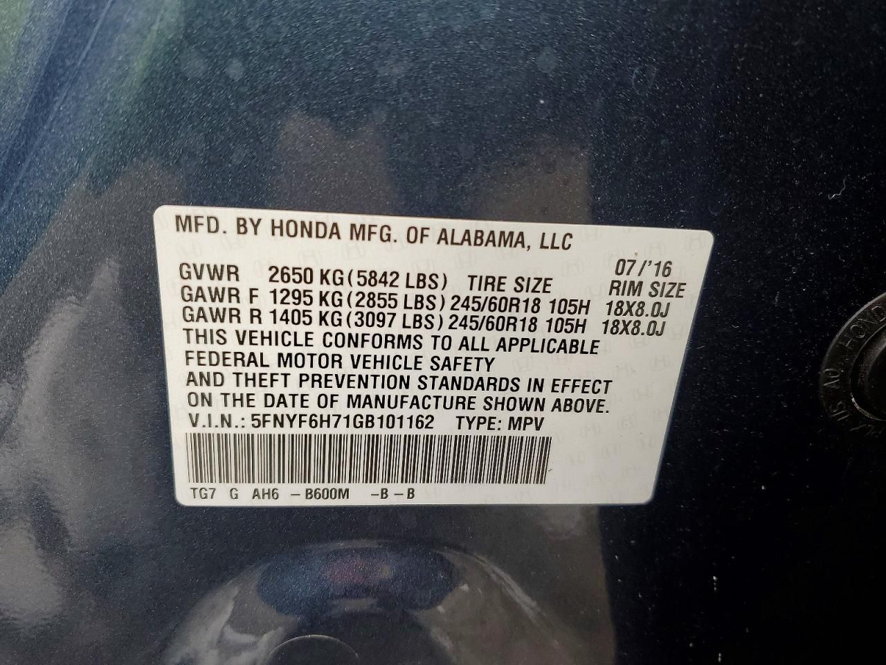 2016 Honda Pilot Exln