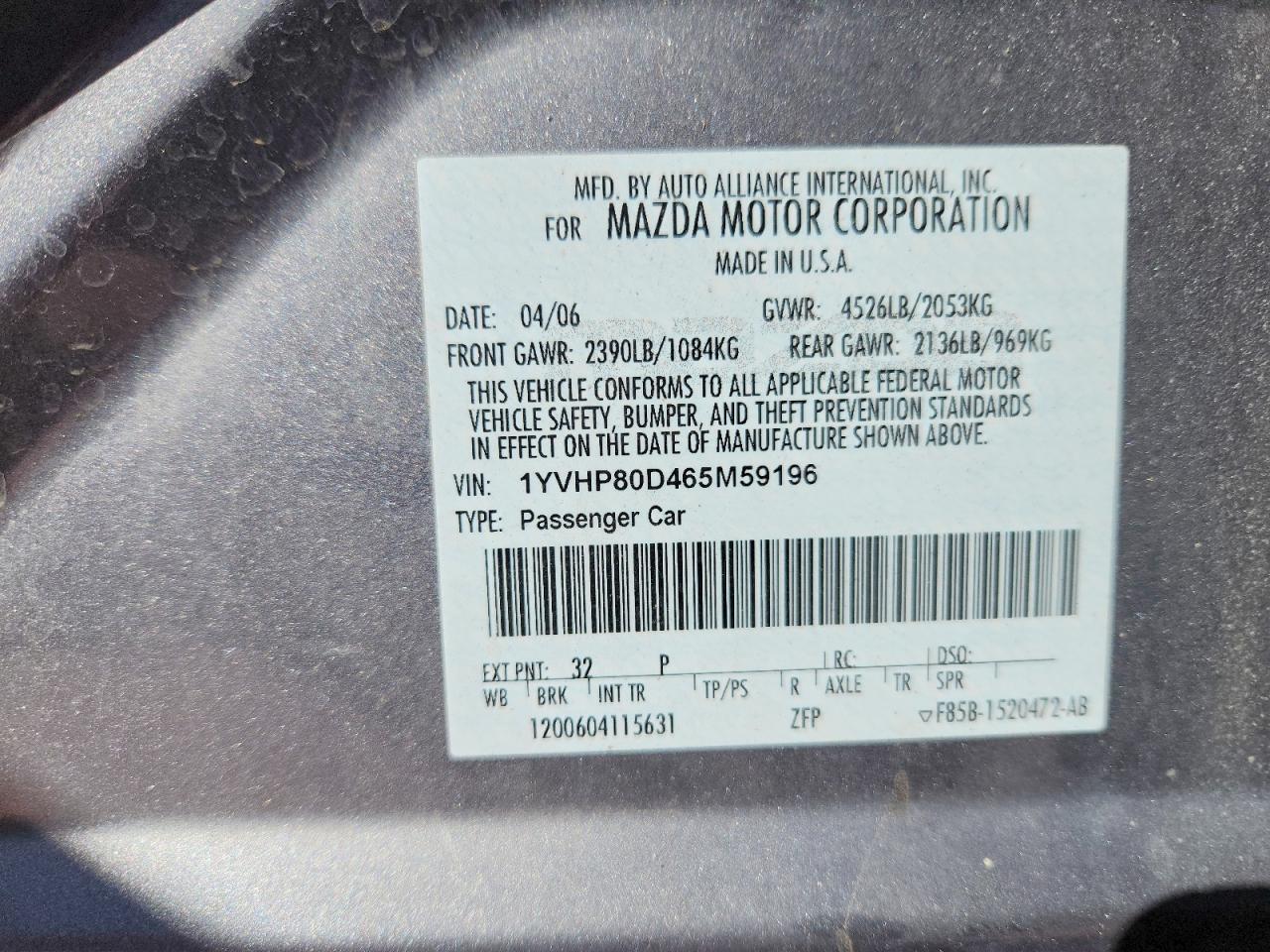 2006 Mazda 6 S
