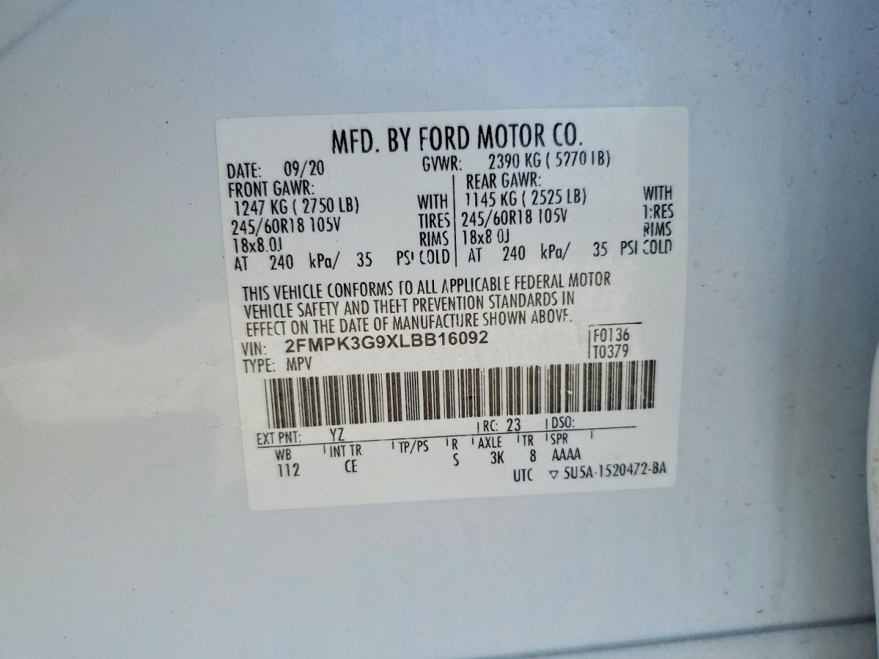 2020 Ford Edge se