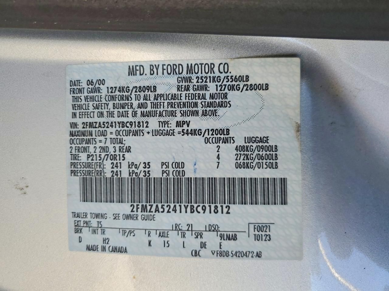 2000 Ford Windstar se