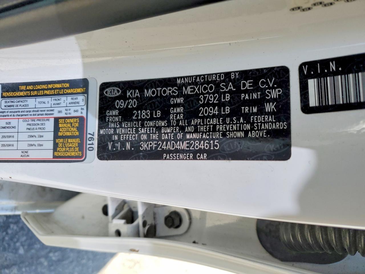 2021 KIA Forte fe