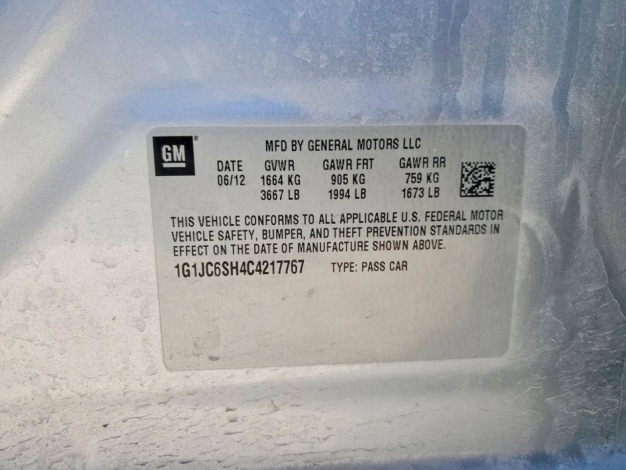 2012 Chevrolet Sonic lt