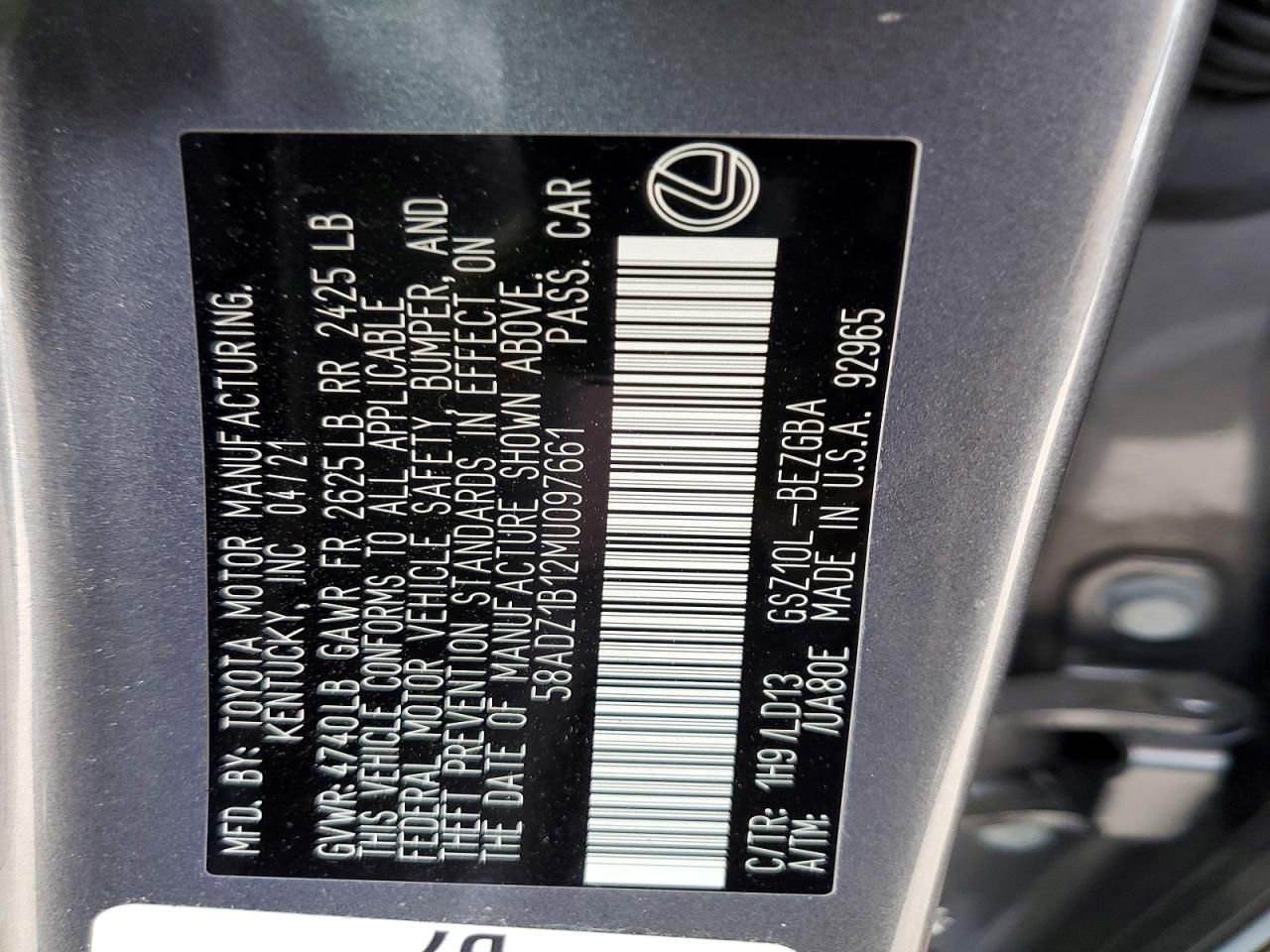 2021 Lexus Es 350 Base