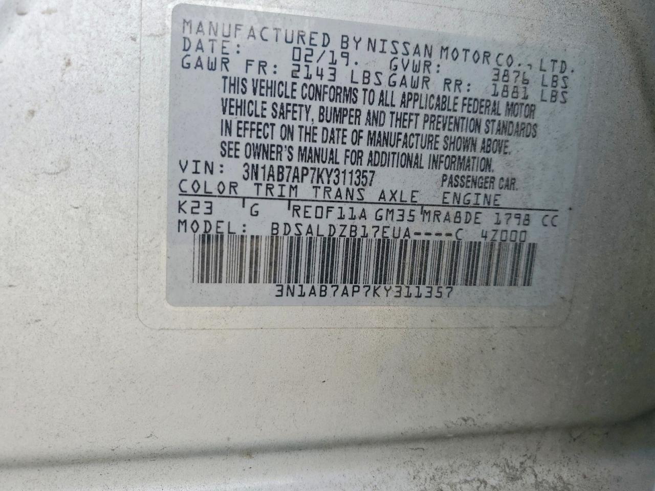 2019 Niss Sentra s