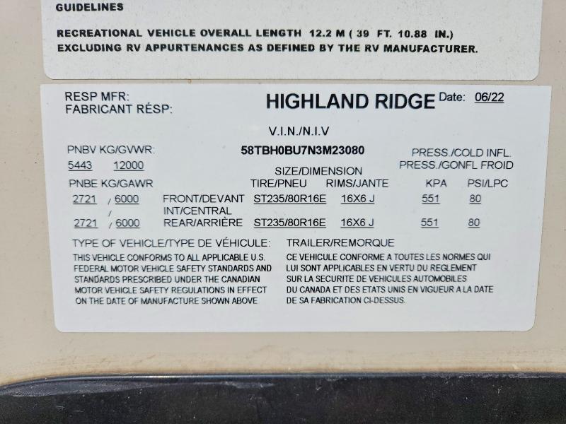 2022 Highland Ridge Mesa Ridge Camper