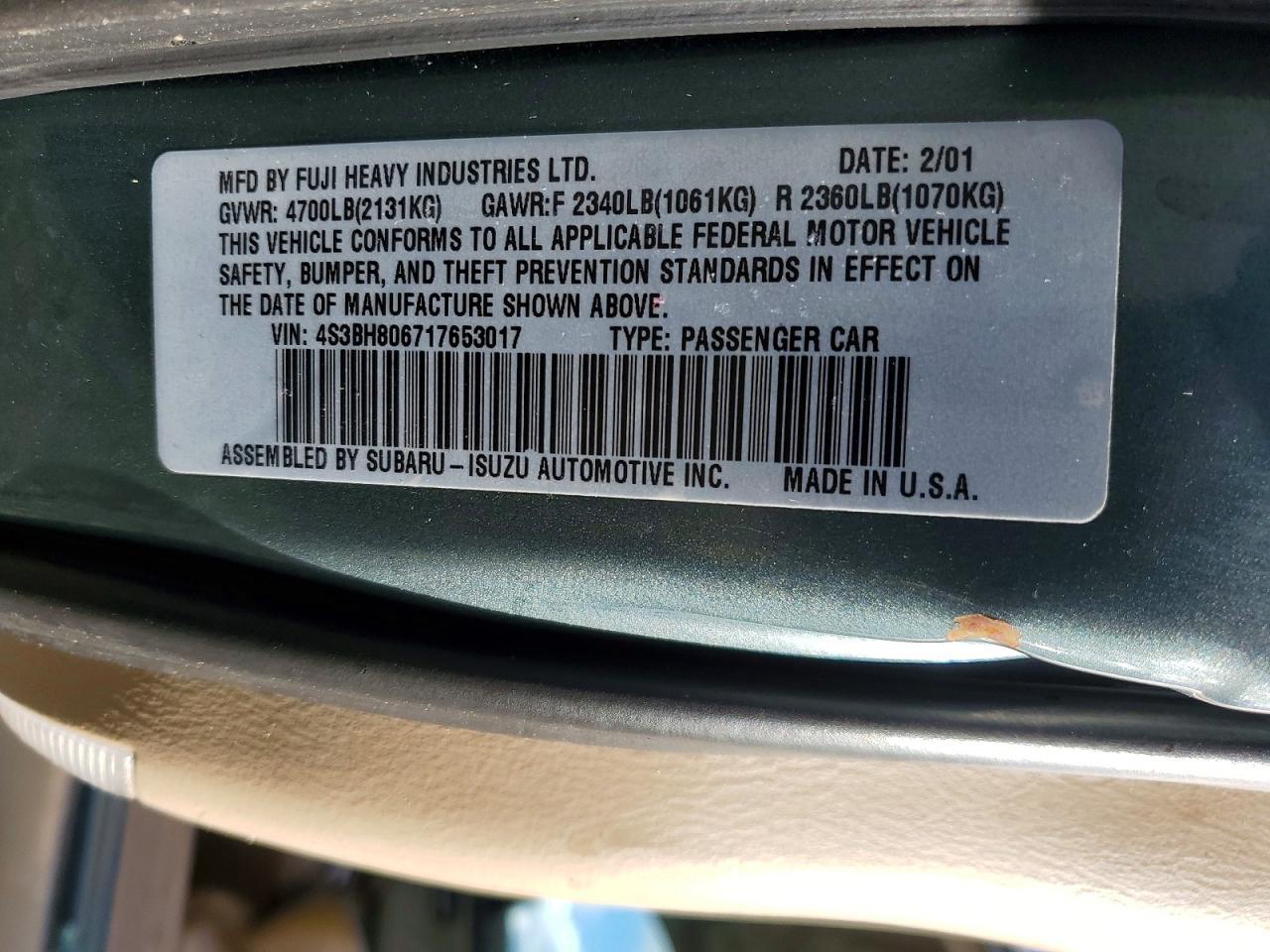 2001 Subaru Legacy Outback H6 3.0 ll Bean