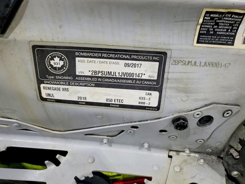 2018 Skidoo Renegade xrs