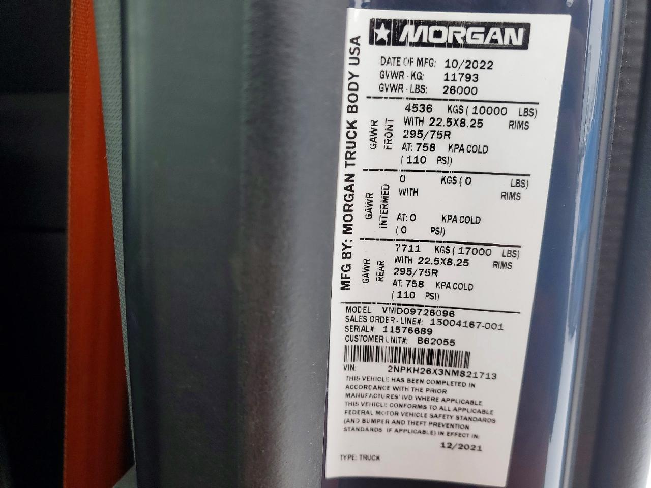 2022 Peterbilt Tractor 536 BOX Truck