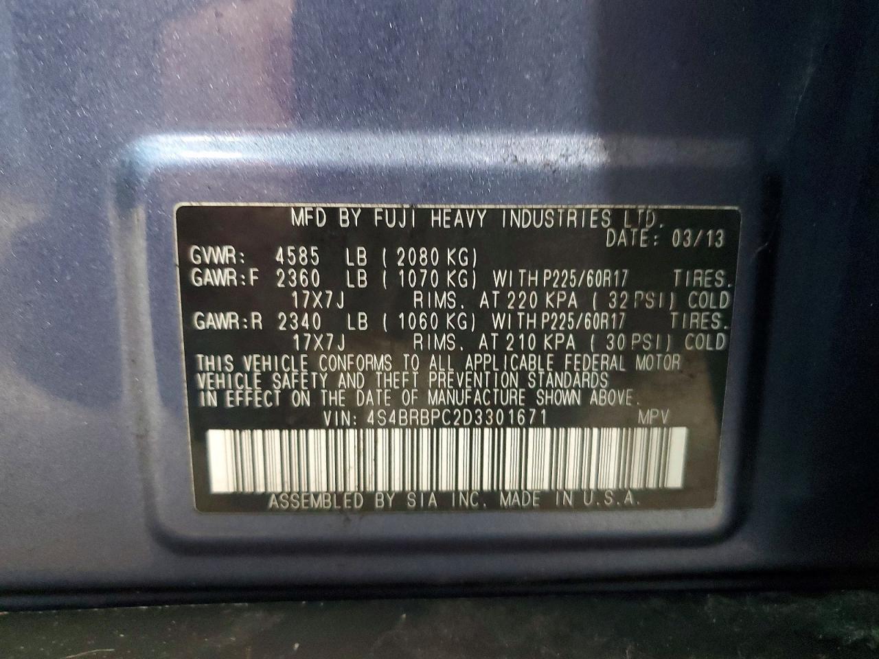 2013 Subaru Outback 2.5i Limited