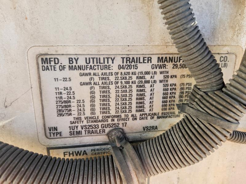 2016 Utility VS2RA Refrigerated Van Trailer