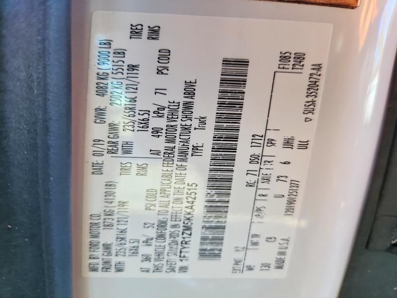 2019 Ford Transit T-250 Utility / Service Van