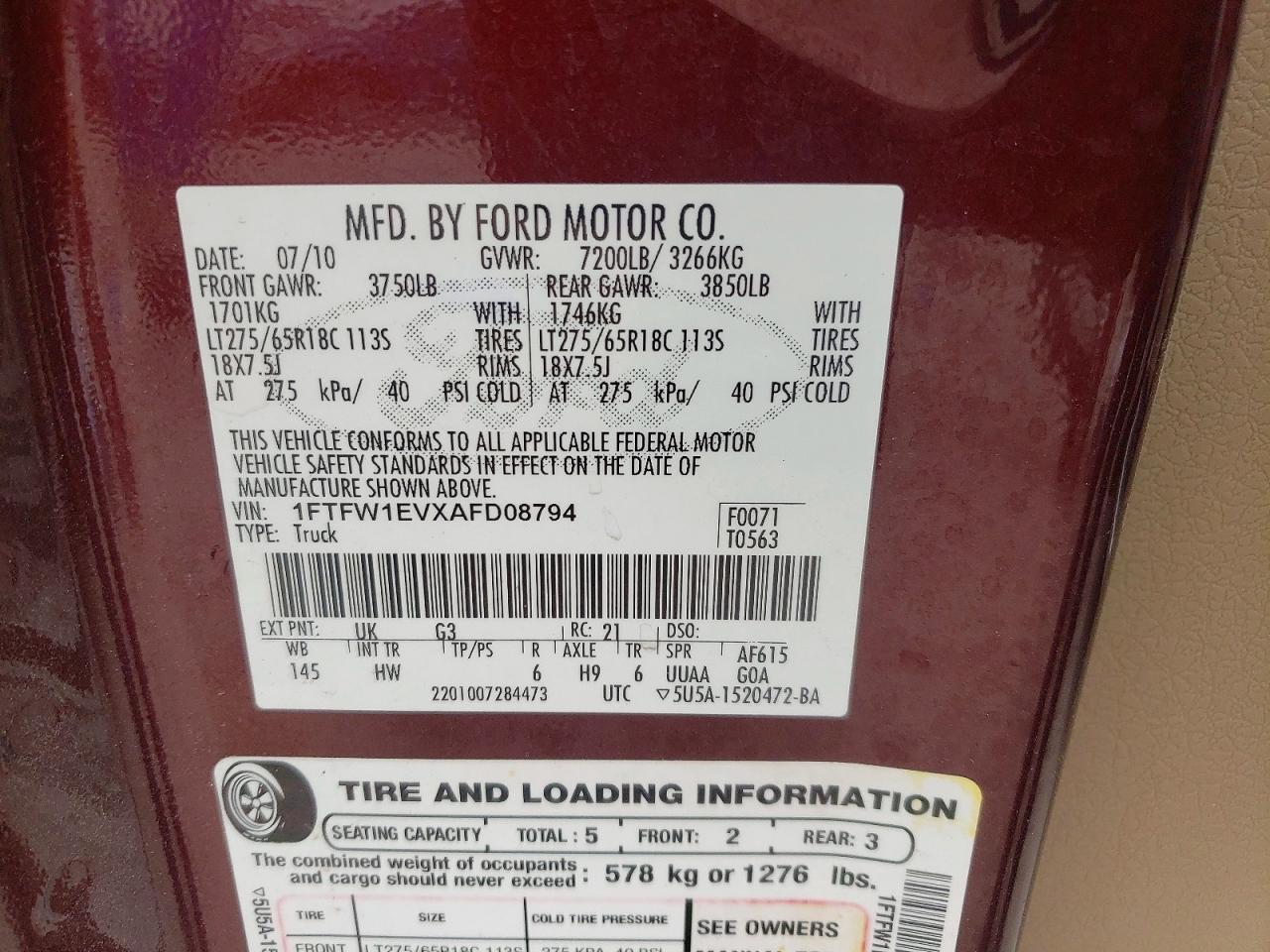 2010 Ford F150 Supercrew