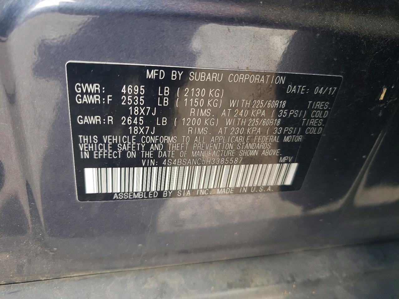 2017 Subaru Outback 2.5i Limited