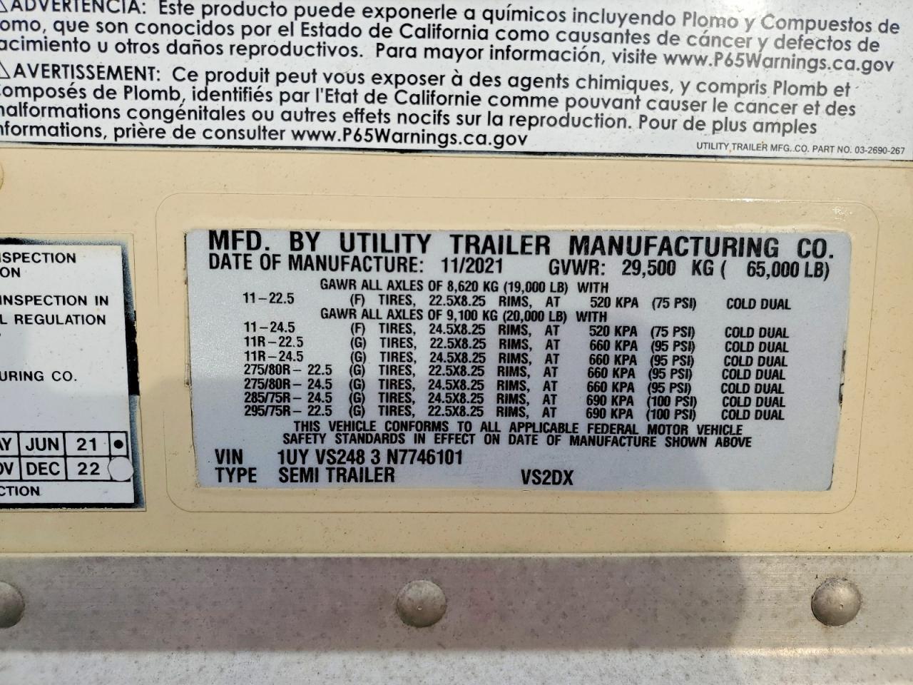 2022 Utility VS2DX DRY Van Trailer