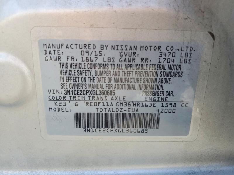 2016 Nissan Versa Note sv