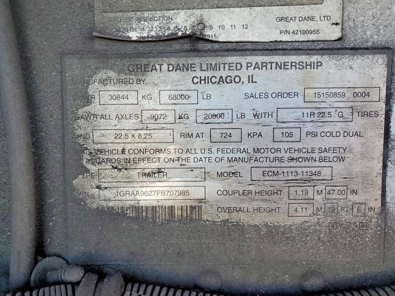 2015 Ggsd Refrigerated Van Trailer