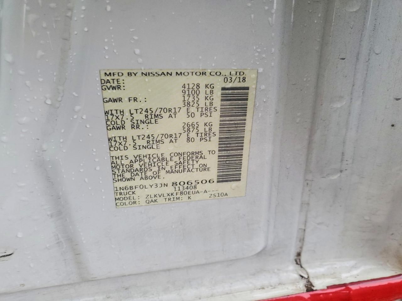 2018 Nissan NV 2500 S