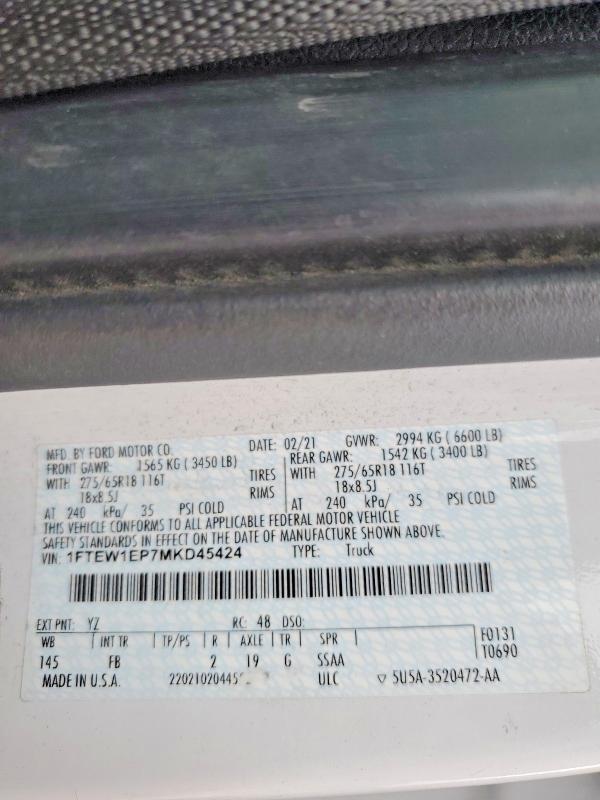 2021 Ford F150 Supercrew