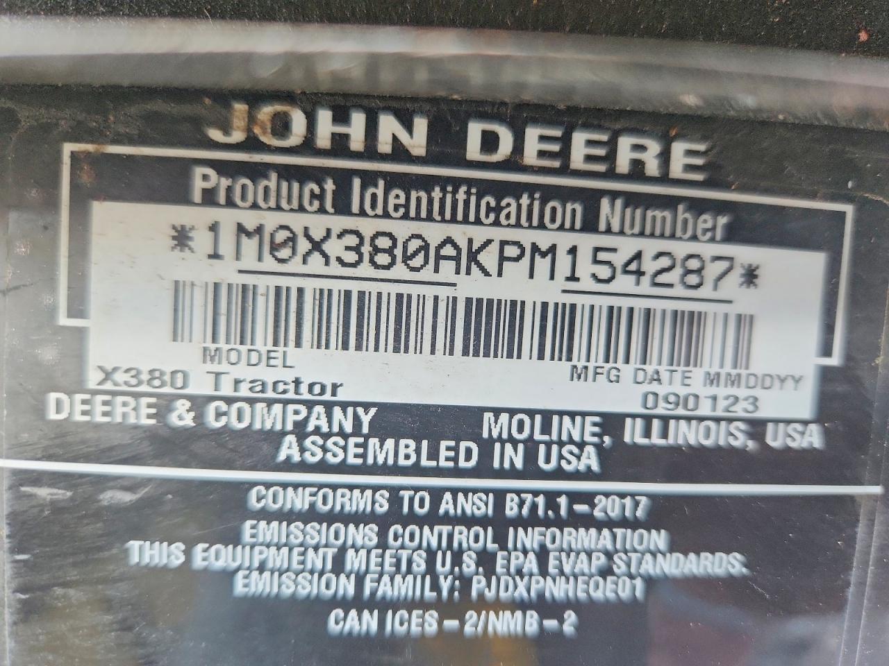 2024 John Deere X380 Lawn Mower