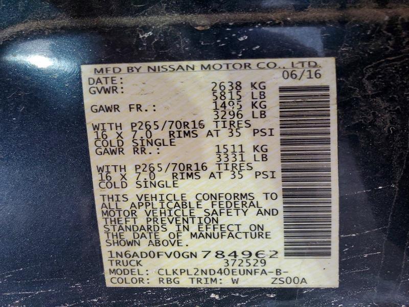 2016 Nissan Frontier sv