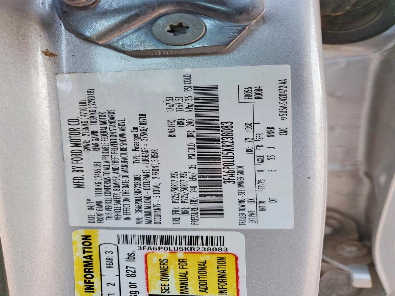 2019 Ford Fusion se