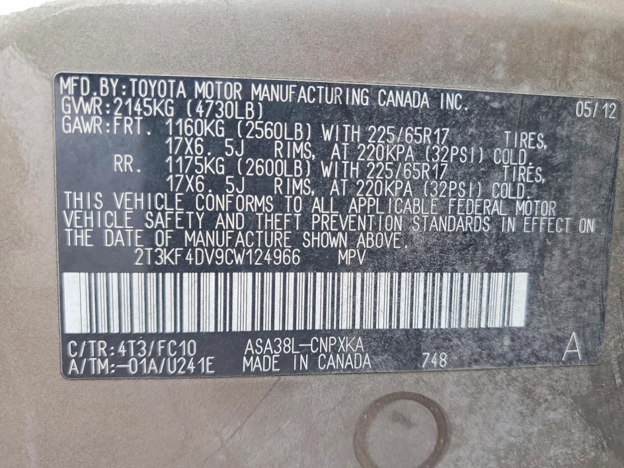 2012 Toyota Rav4 Base