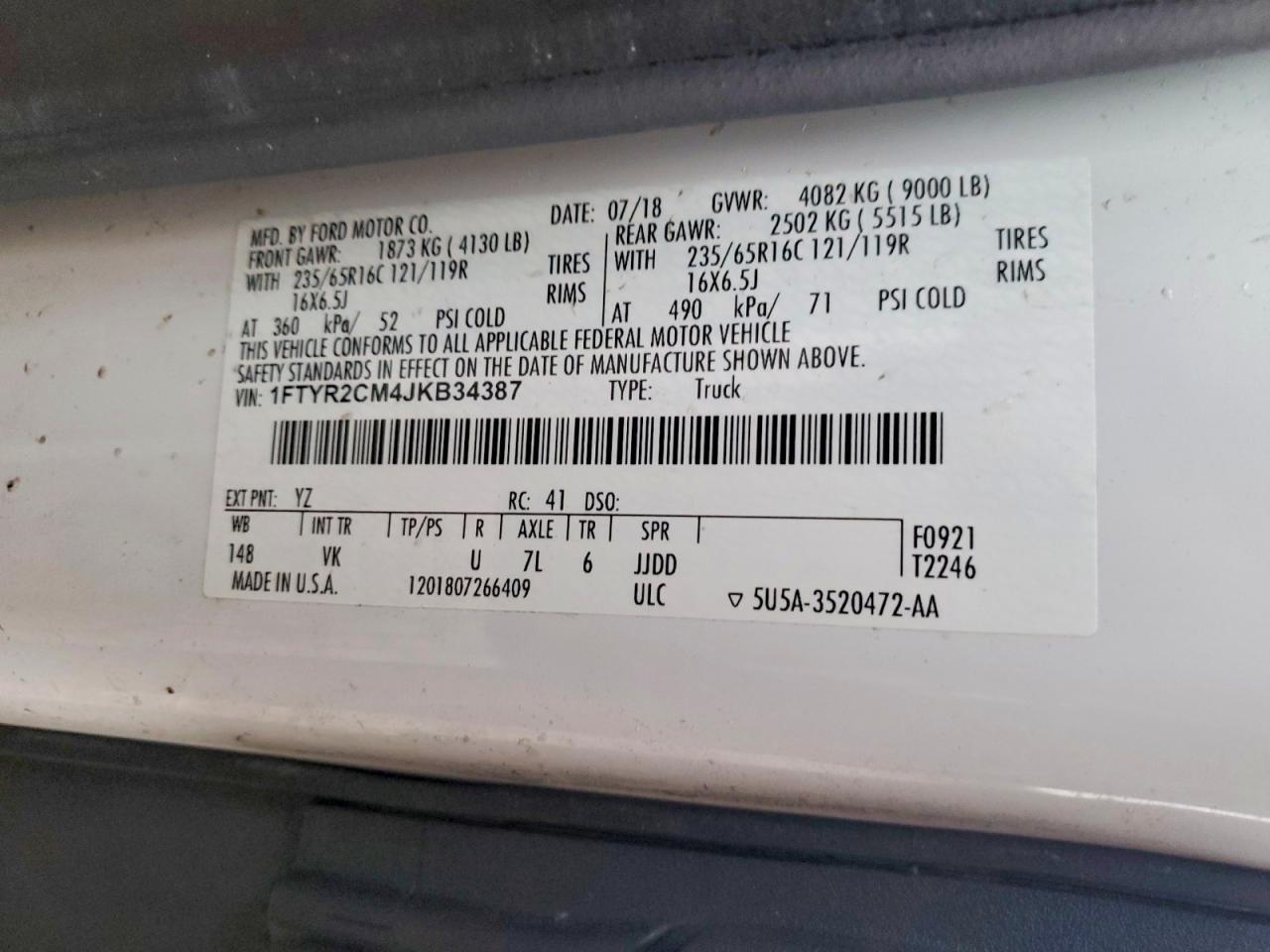 2018 Ford Transit T-250