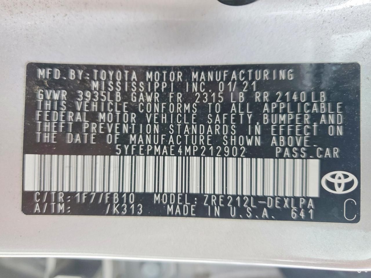 2021 Toyota Corolla le