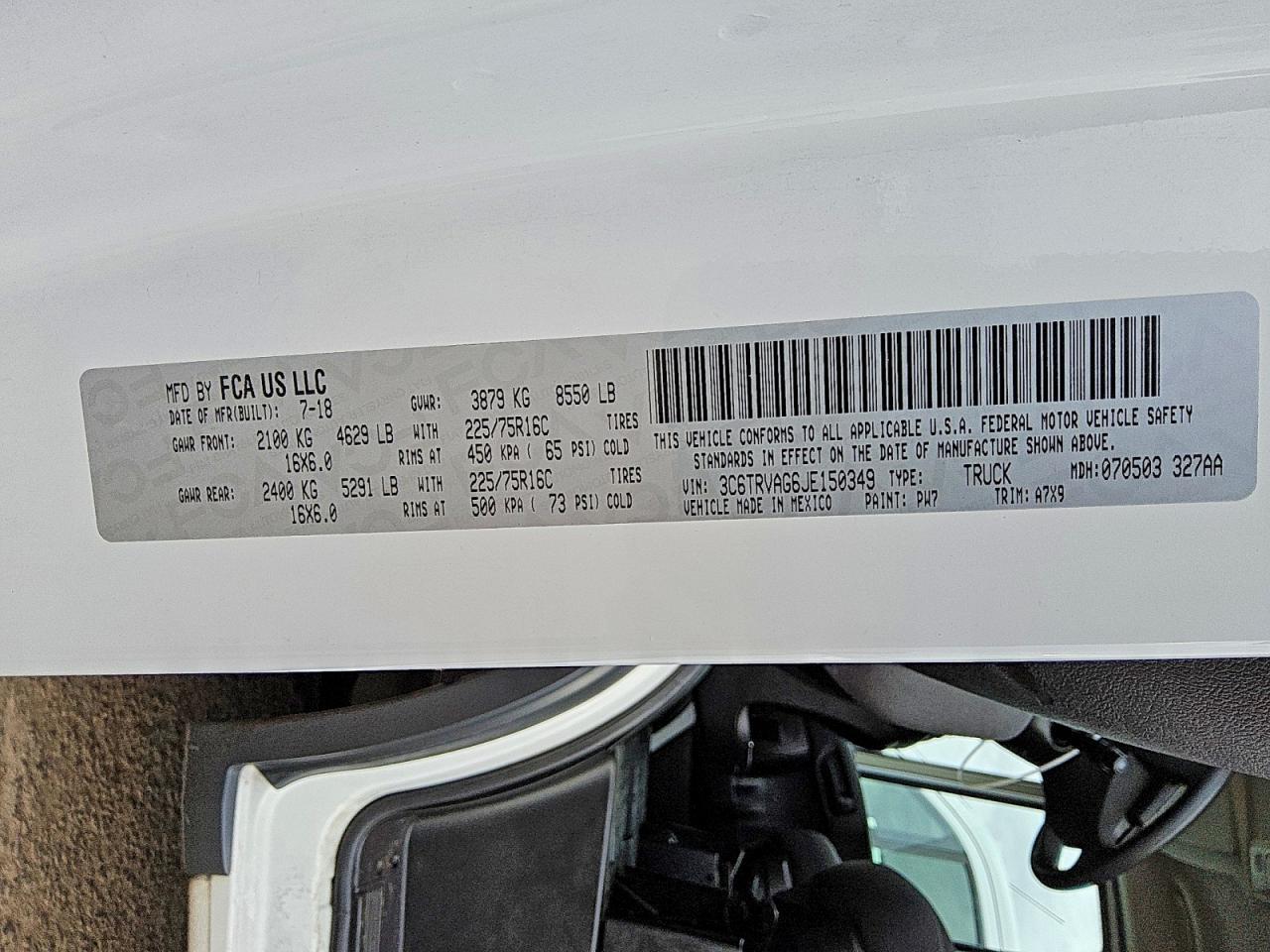 2018 Dodge RAM Promaster 1500 1500 Standard