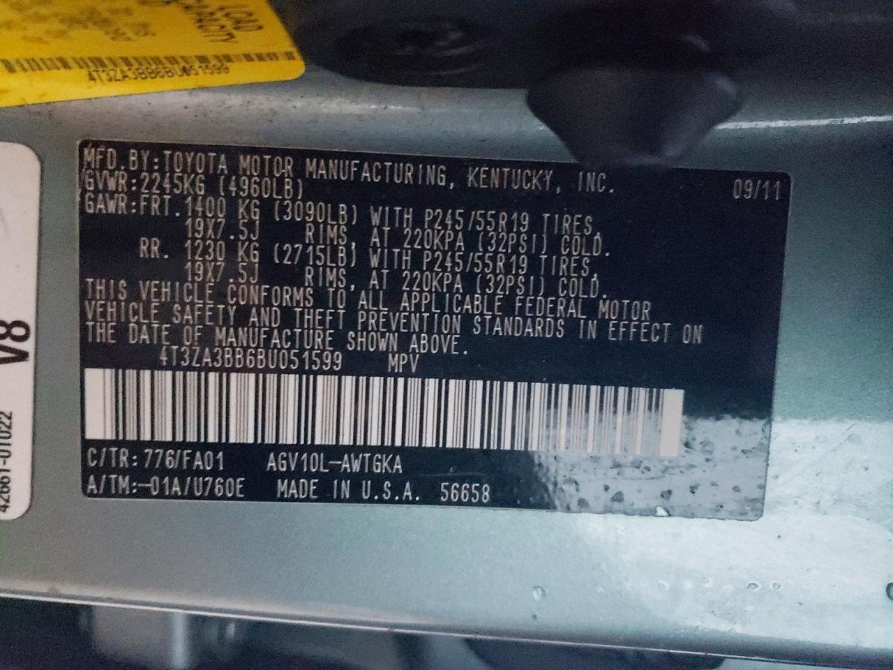 2011 Toyota Venza fwd 4cyl