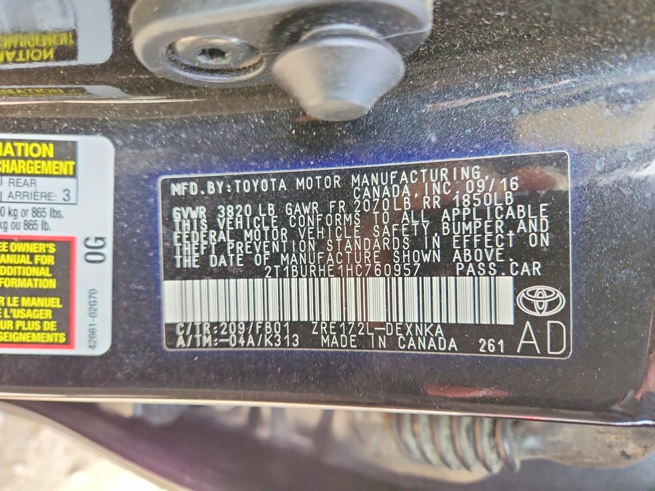 2017 Toyota Corolla le