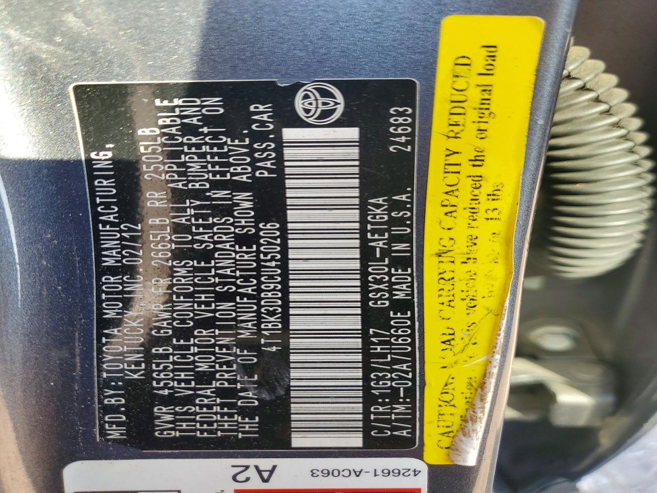 2012 Toyota Avalon Base