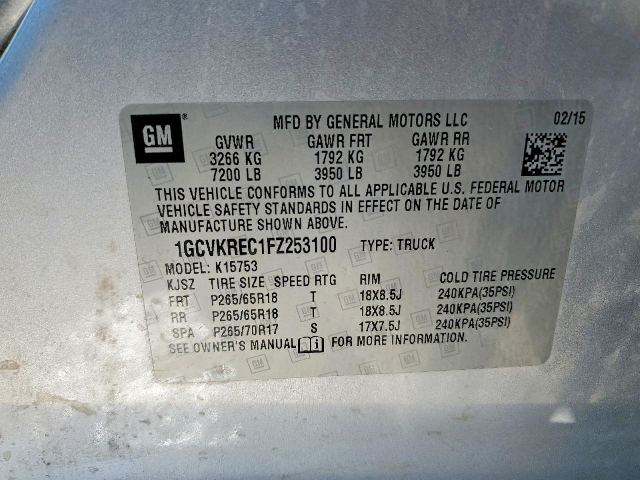2015 Chevrolet Silverado K1500 lt