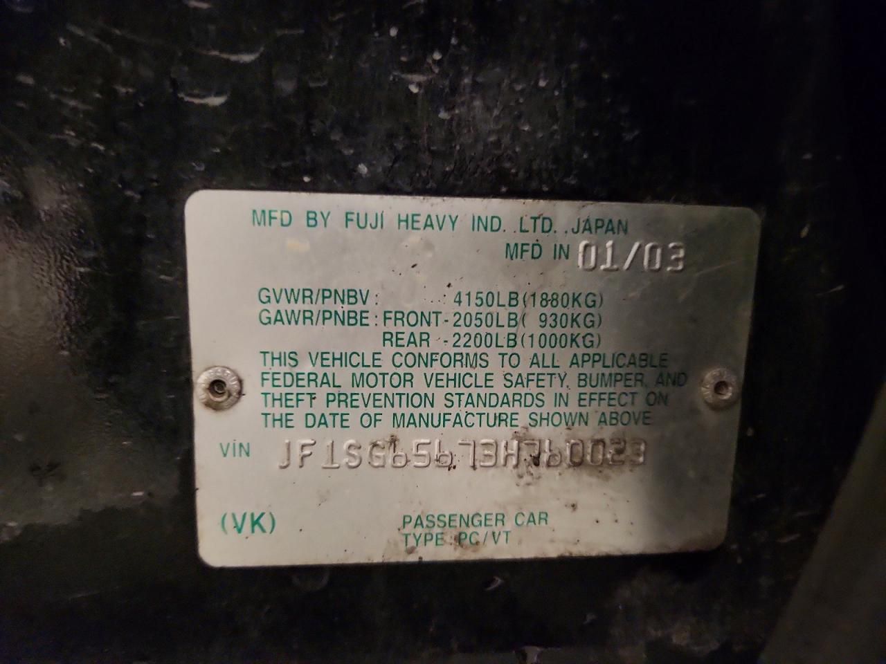 2003 Subaru Forester 2.5xs