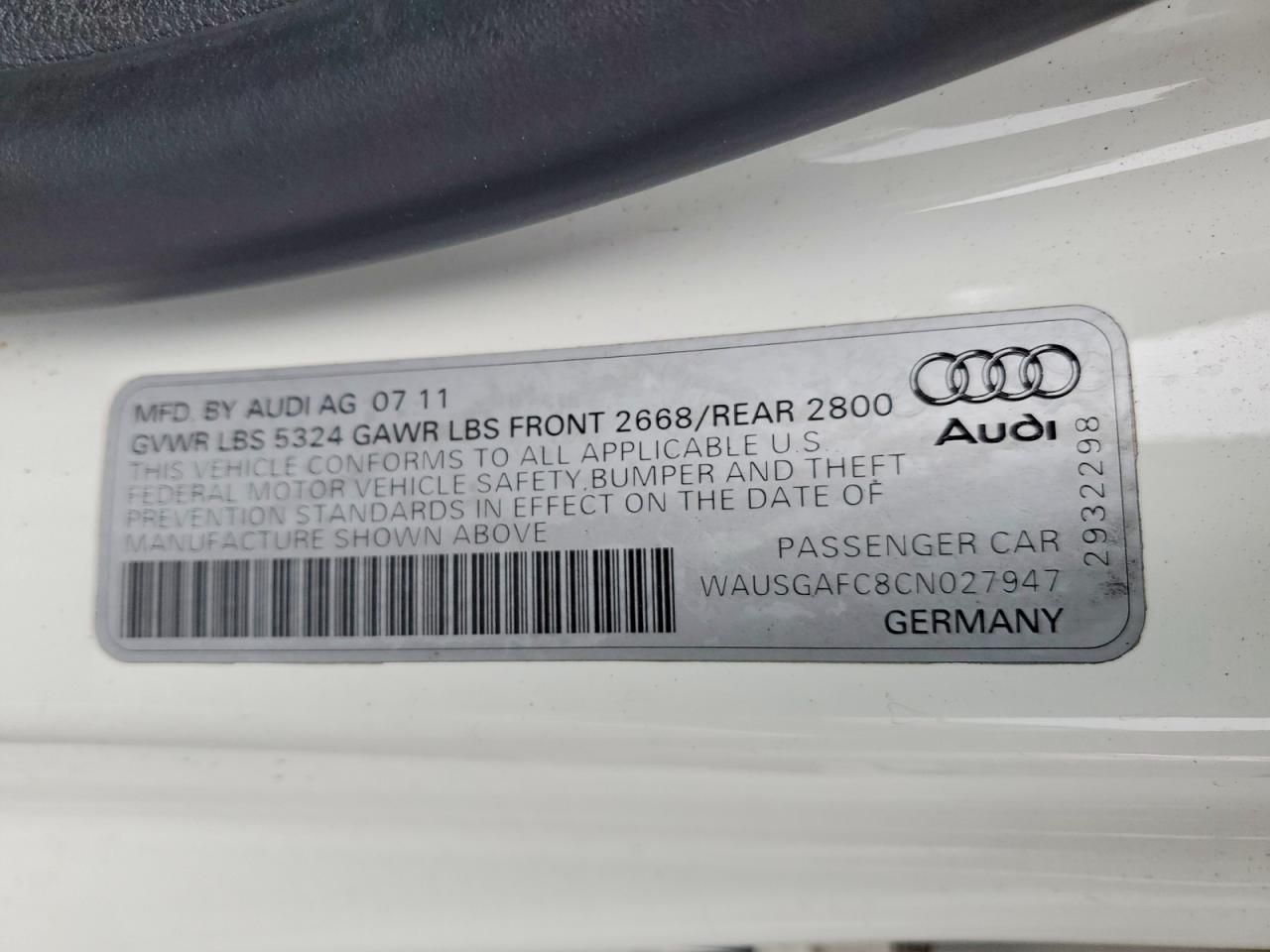 2012 Audi A7 Prestige