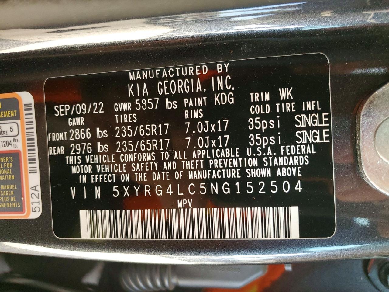 2022 KIA Sorento lx
